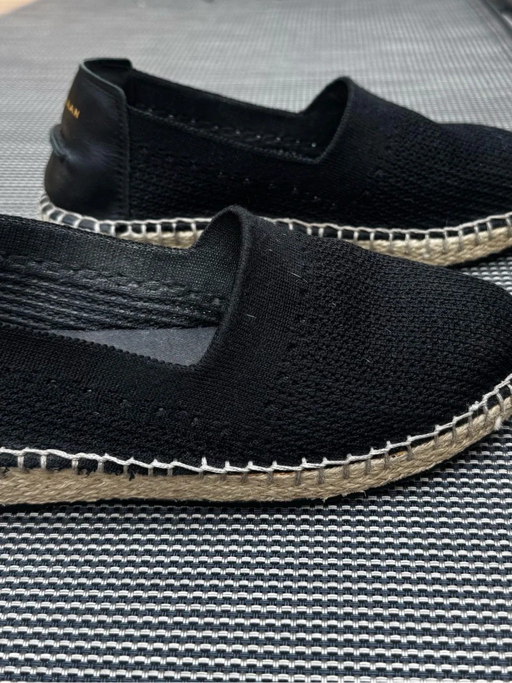 Cole Haan Black Pinch Classic Knit w/ Leather Espadrilles, Size 5